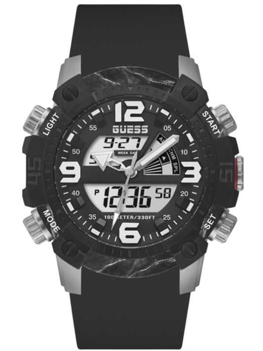 Guess GW0421G1 watch for man with a black dial and silicone strap.