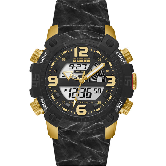 Guess GW0421G2 watch for man with a black dial and silicone strap.