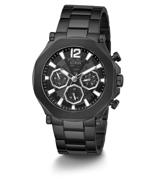 Guess GW0539G3 watch for man with a black dial and stainless steel strap.