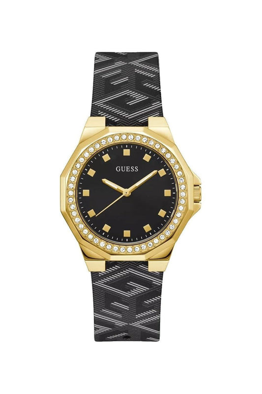 Guess GW0598L2 watch for women with a black dial and leather strap.