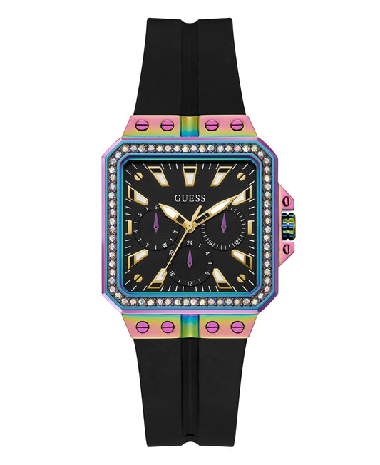 Guess GW0618L3 watch for women with a black dial and silicone strap.