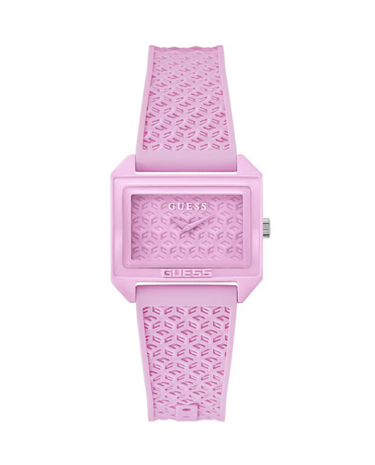 Guess GW0677L2 watch for women with a pink dial and silicone strap.