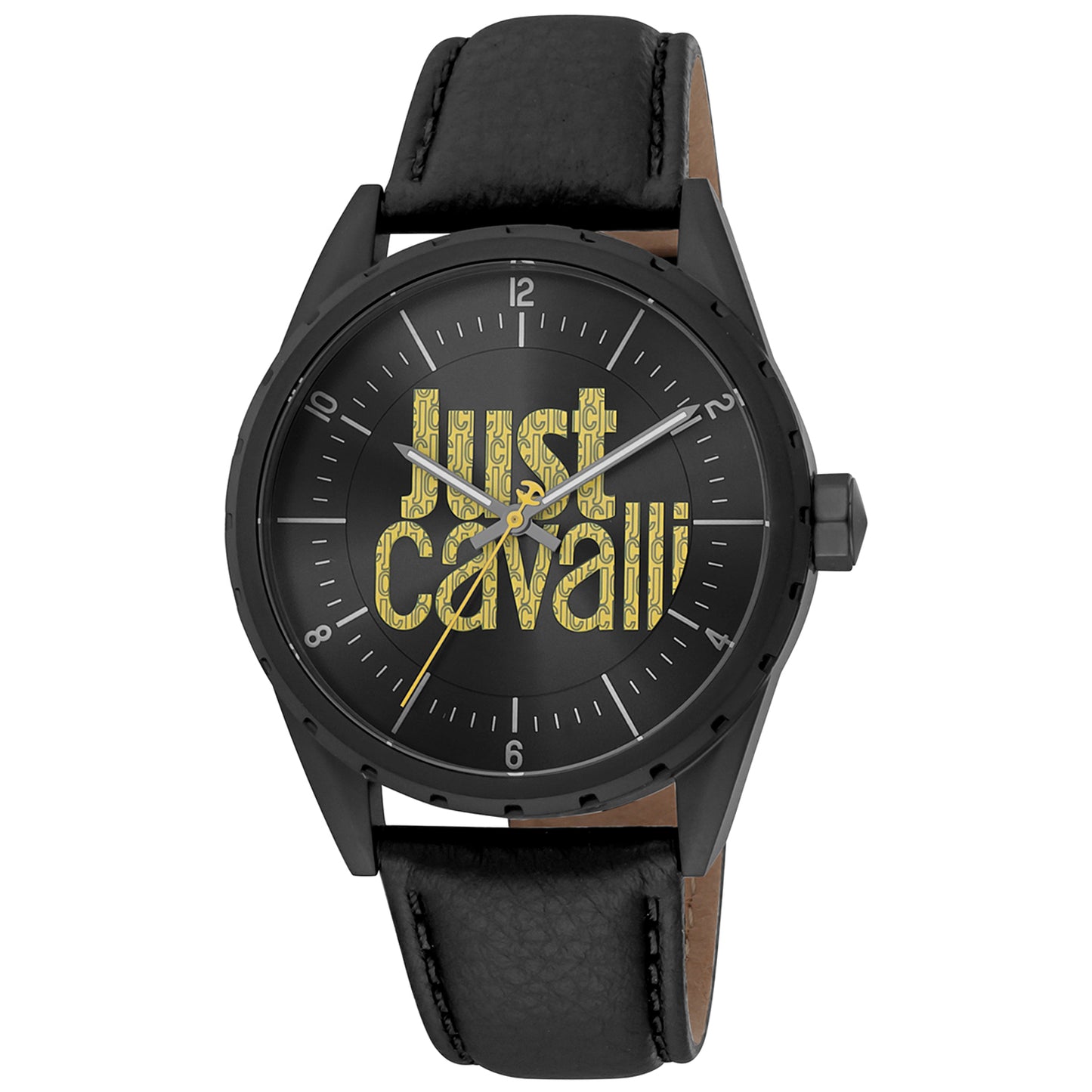 Just Cavalli JC1G207L0035 watch for man with a black dial and leather strap.