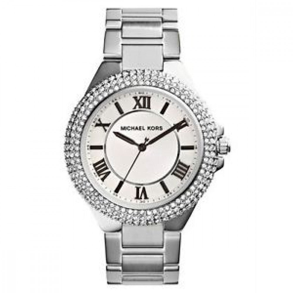 Michael Kors MK3276 watch for women with a white dial and stainless steel strap.
