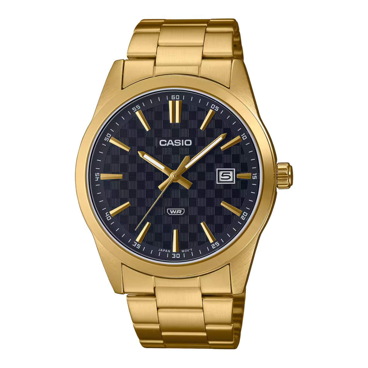 Casio MTP-VD03G-1AUDF watch for man with a blue dial and stainless steel strap.