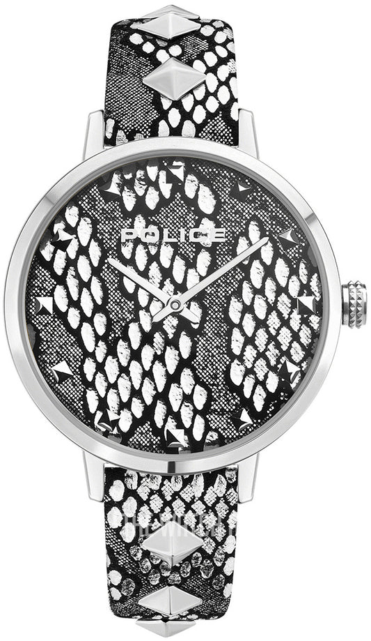 Police PEWLA2109701 watch for women with a grey dial and leather strap.