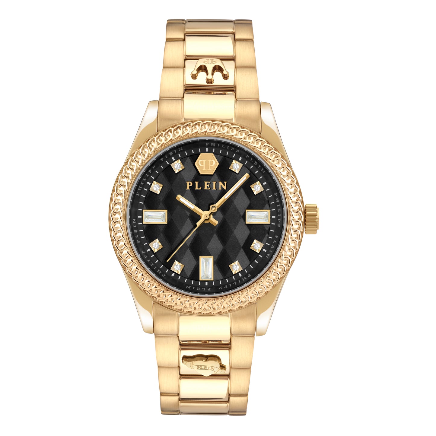 Philipp Plein PWCDA0624 watch for women with a black dial and stainless steel strap.