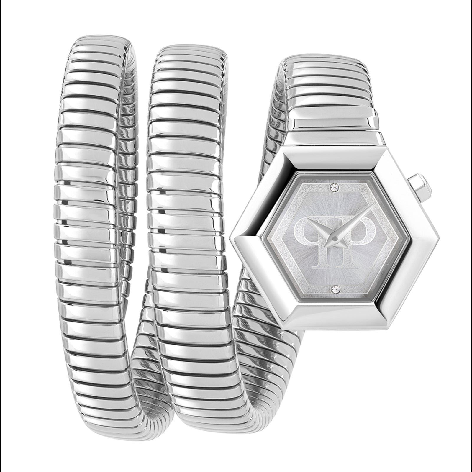 Philipp Plein PWZAA0123 watch for women with a grey dial and stainless steel strap.