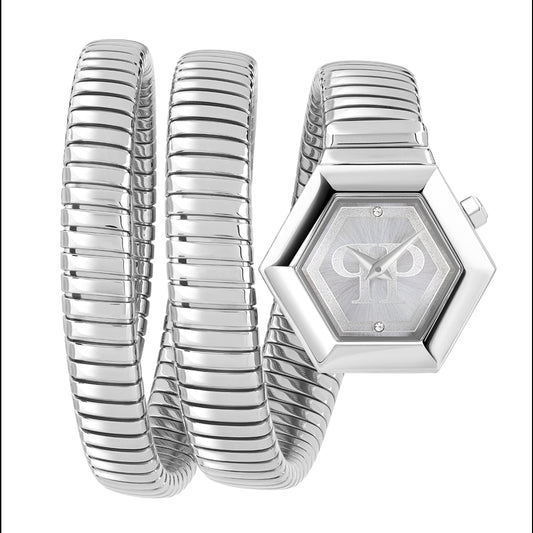 Philipp Plein PWZAA0123 watch for women with a grey dial and stainless steel strap.