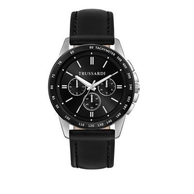 Trussardi R2451153002 watch for man with a black dial and leather strap.