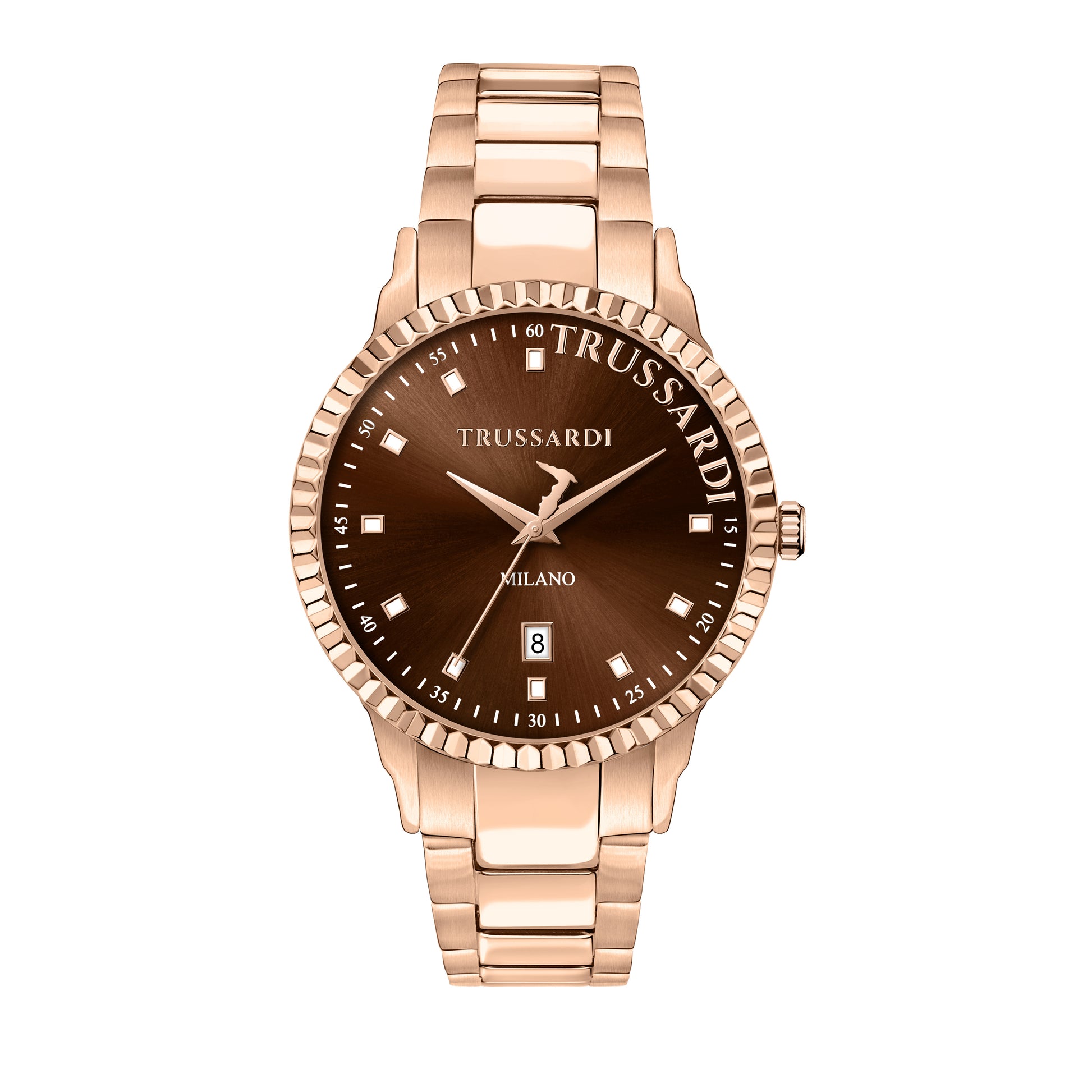Trussardi R2453141008 watch for man with a brown dial and metal strap.