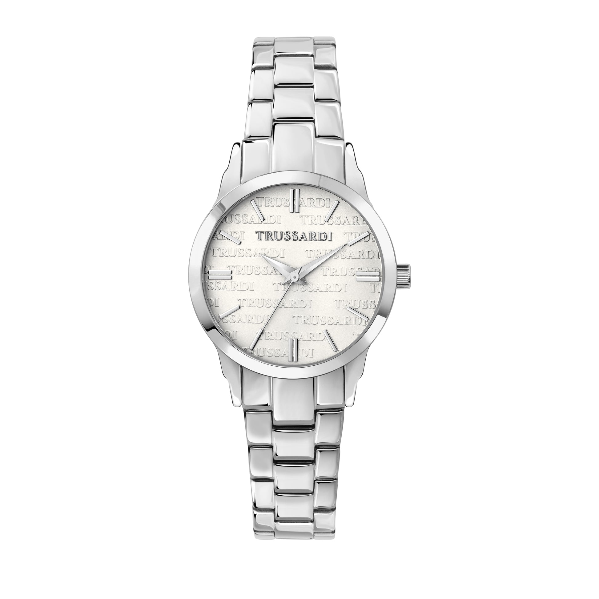 Trussardi R2453141509 watch for women with a white dial and stainless steel strap.