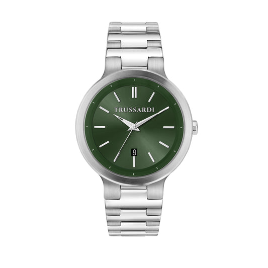 Trussardi R2453164002 watch for man with a green dial and stainless steel strap.