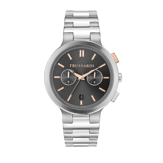 Trussardi R2453164005 watch for man with a grey dial and stainless steel strap.