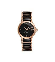 Rado R30183712 watch for woman with a black dial and stainless steel strap.