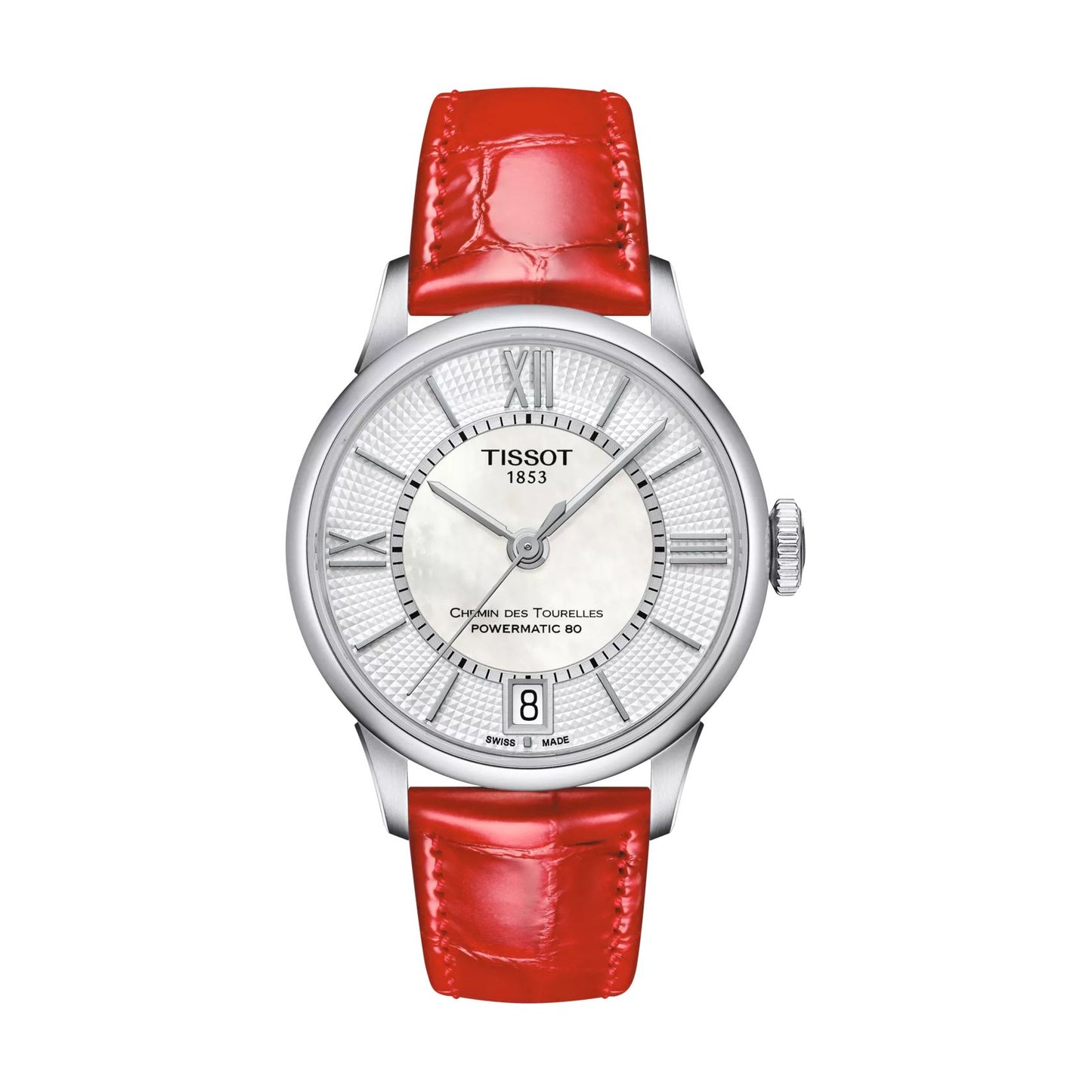 Tissot T0992071611800 watch for woman with a white dial and leather strap.
