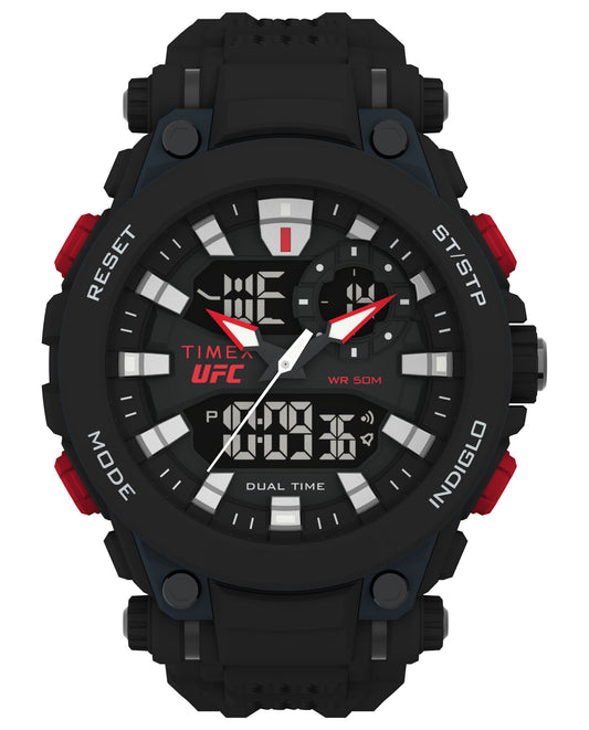 Timex TW5M52800 watch for man with a black dial and rubber strap.