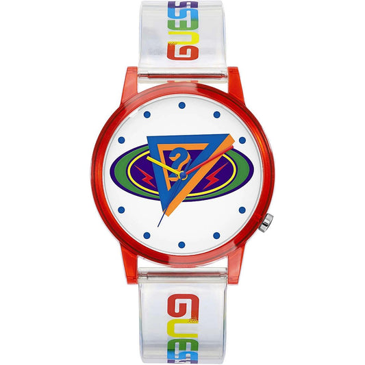 Guess V1050M1 watch for unisex with a white dial and resin strap.