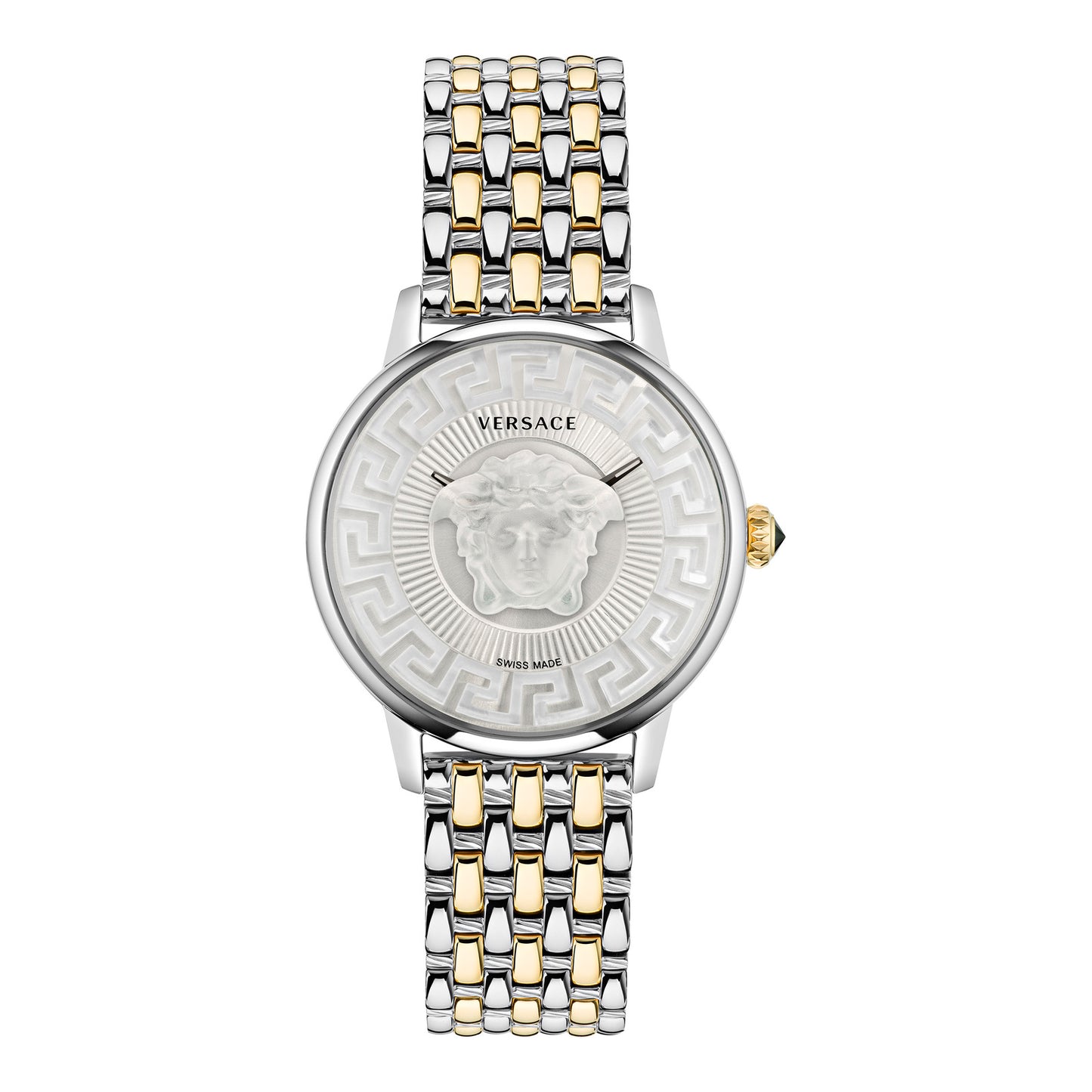 Versace VE6F00423 watch for unisex with a grey dial and stainless steel strap.