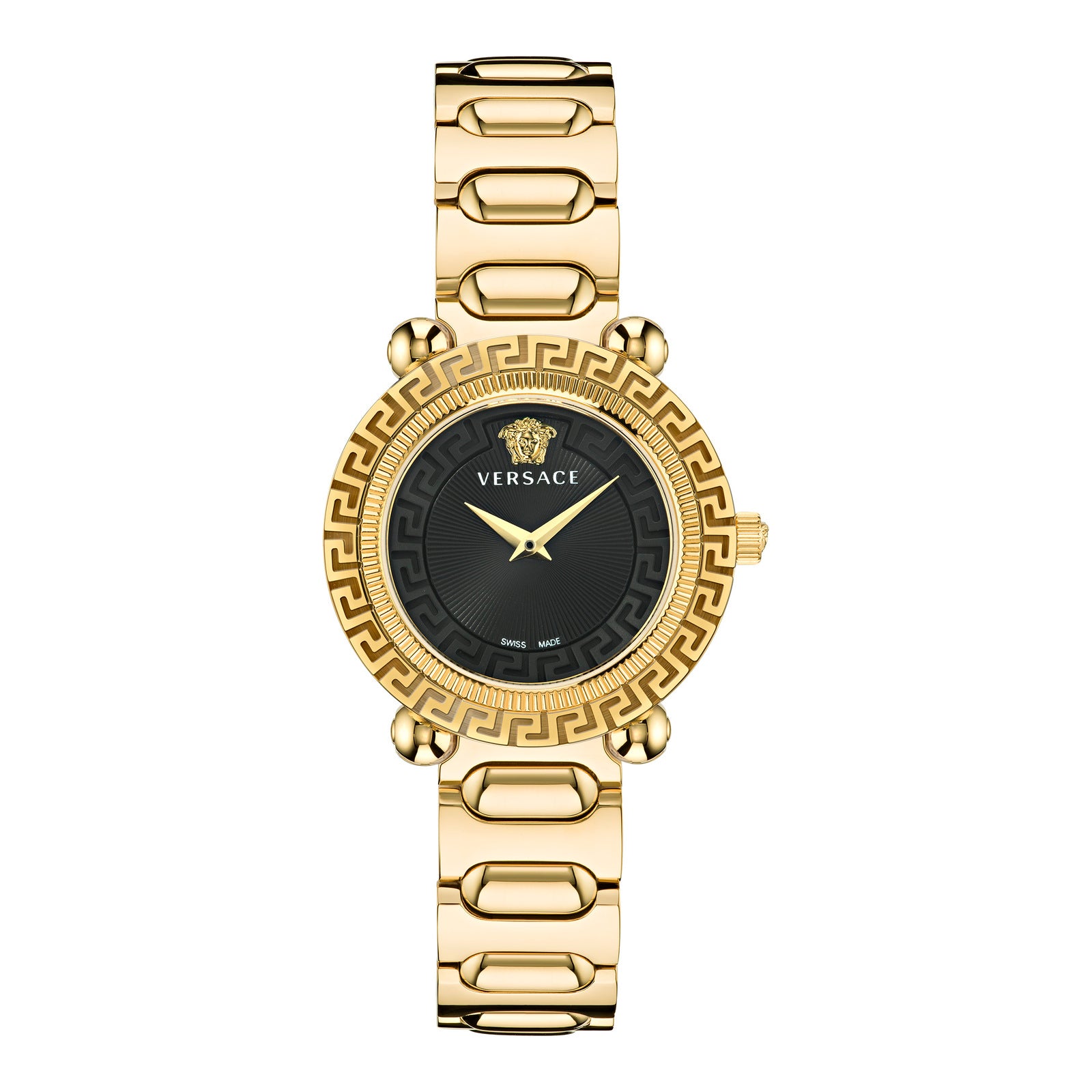 Versace VE6I00523 watch for women with a black dial and stainless steel strap.