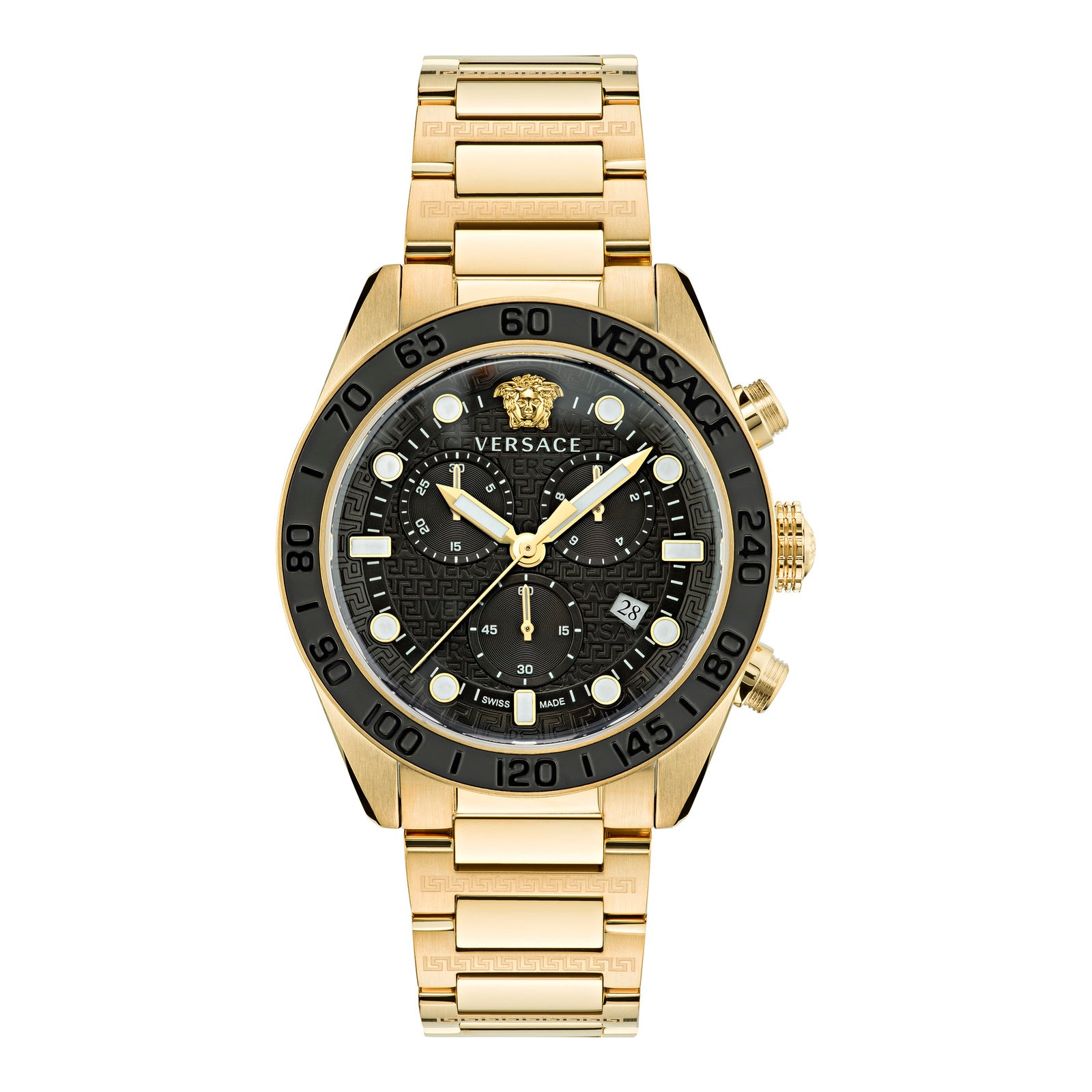 Versace VE6K00523 watch for man with a black dial and stainless steel strap.