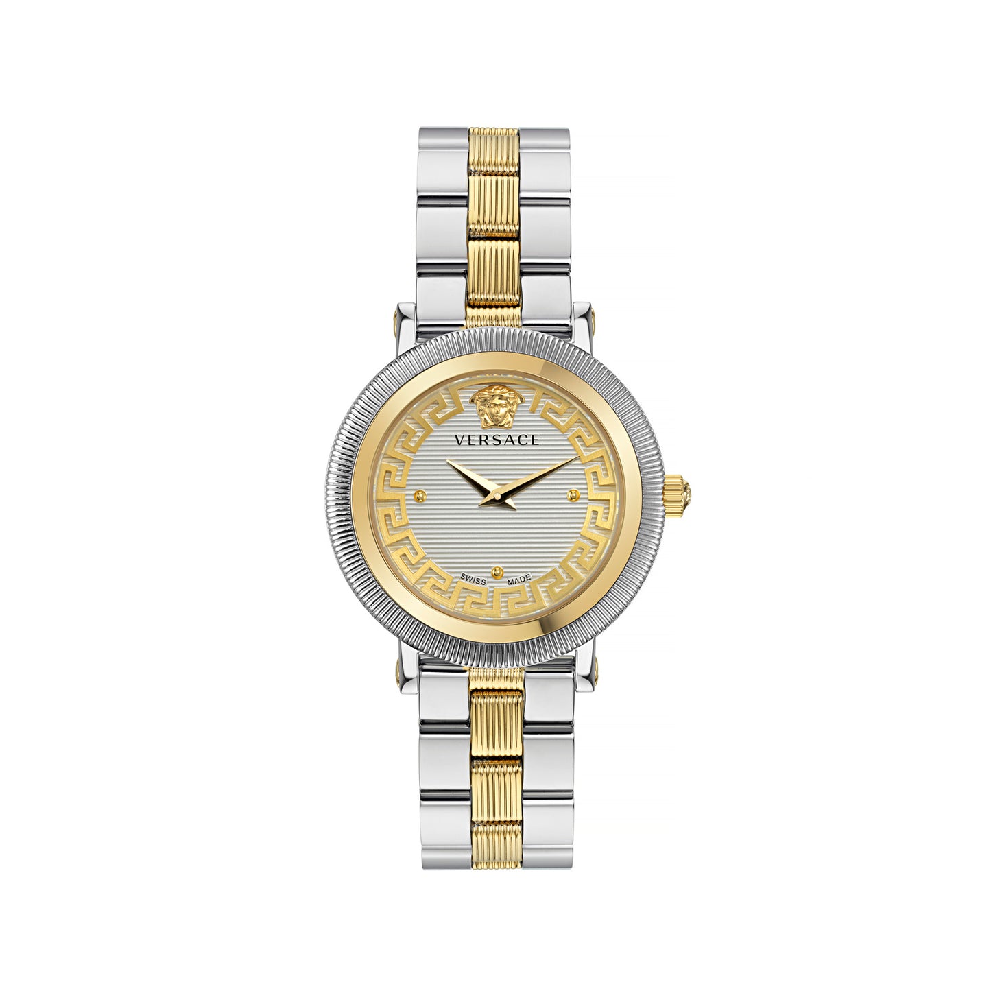 Versace VE7F00423 watch for women with a grey dial and stainless steel strap.