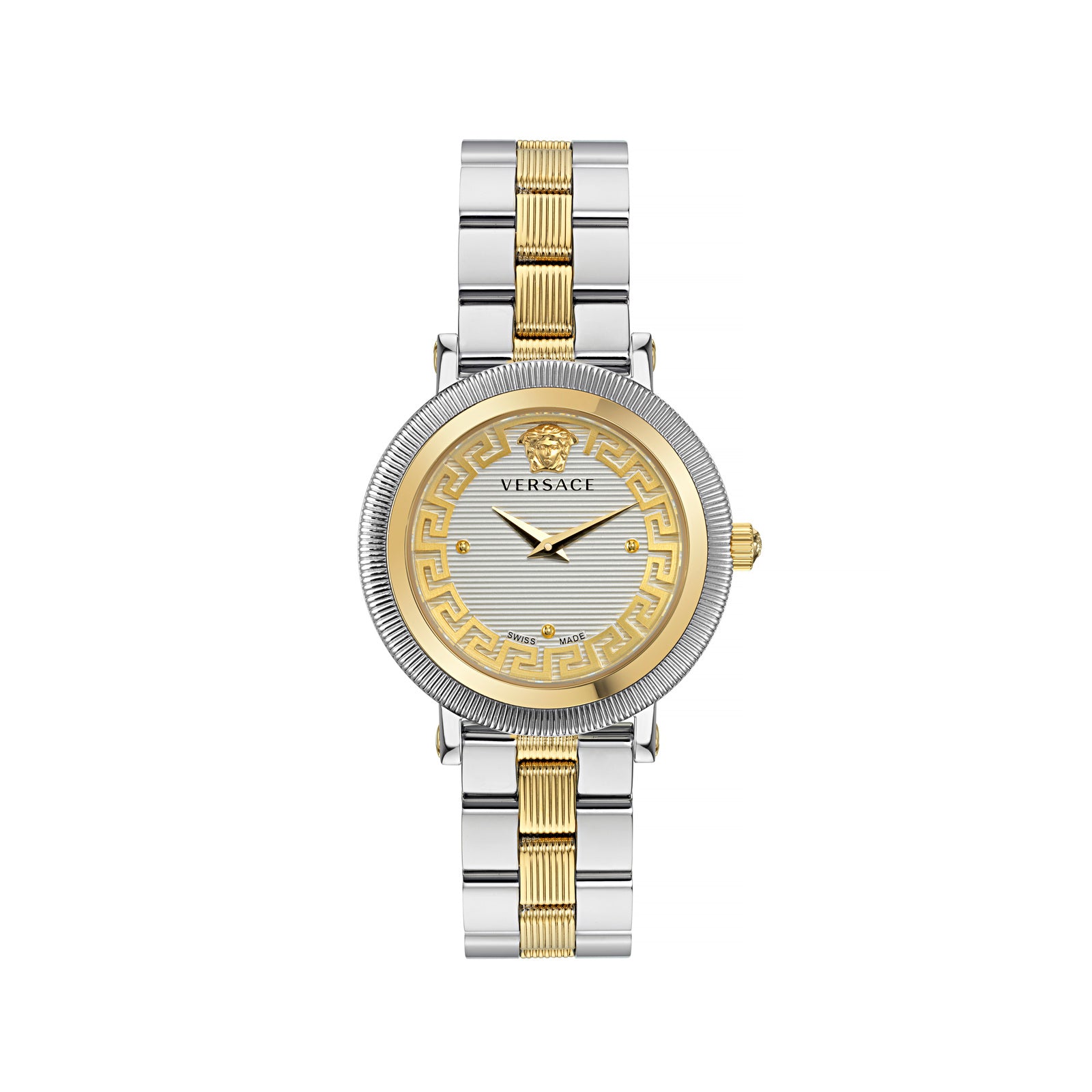 Versace VE7F00423 watch for women with a grey dial and stainless steel strap.