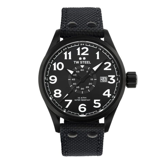 Tw Steel VS41-Volante watch for man with a black dial and fabric strap.