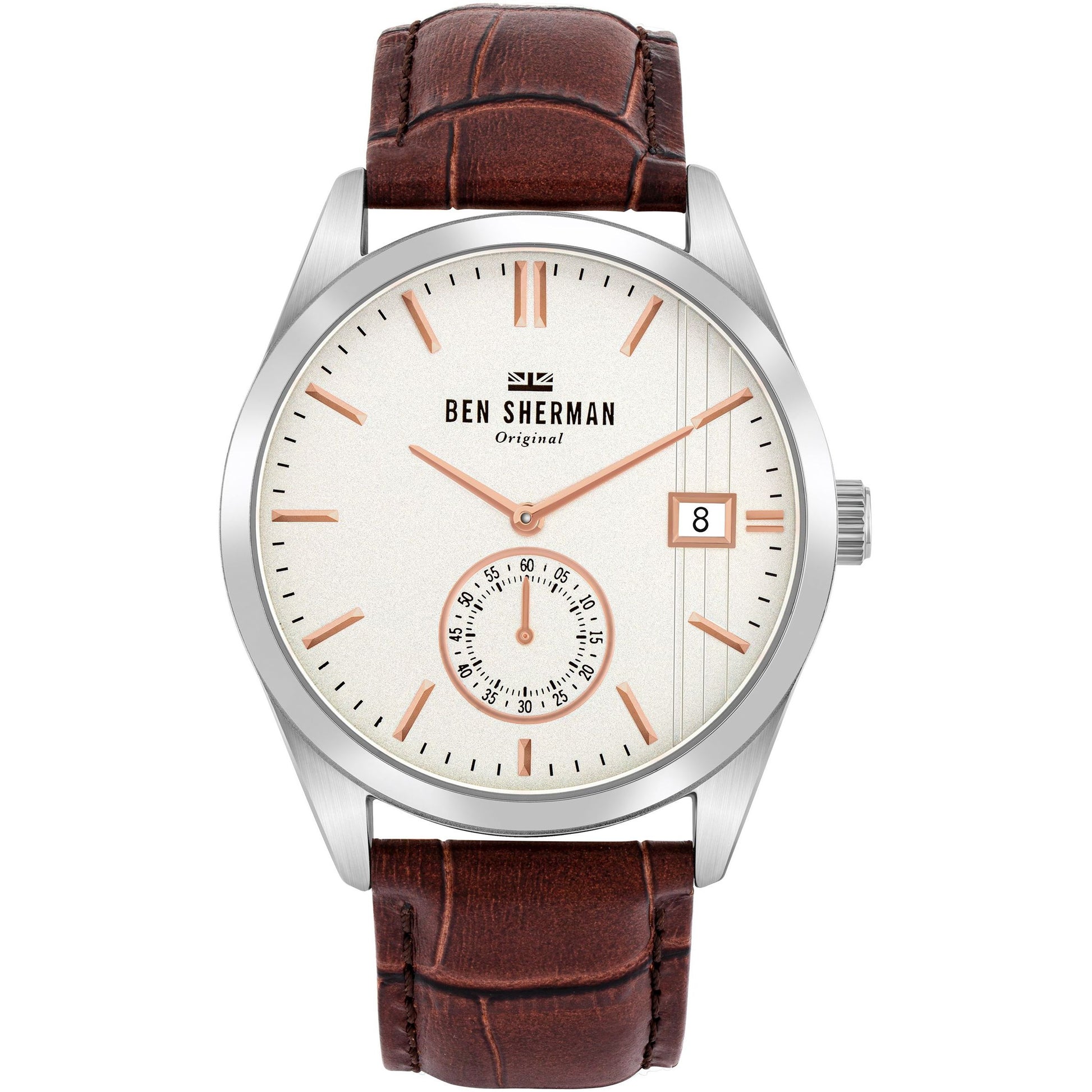 Ben Sherman WB039T watch for man with a white dial and leather strap.