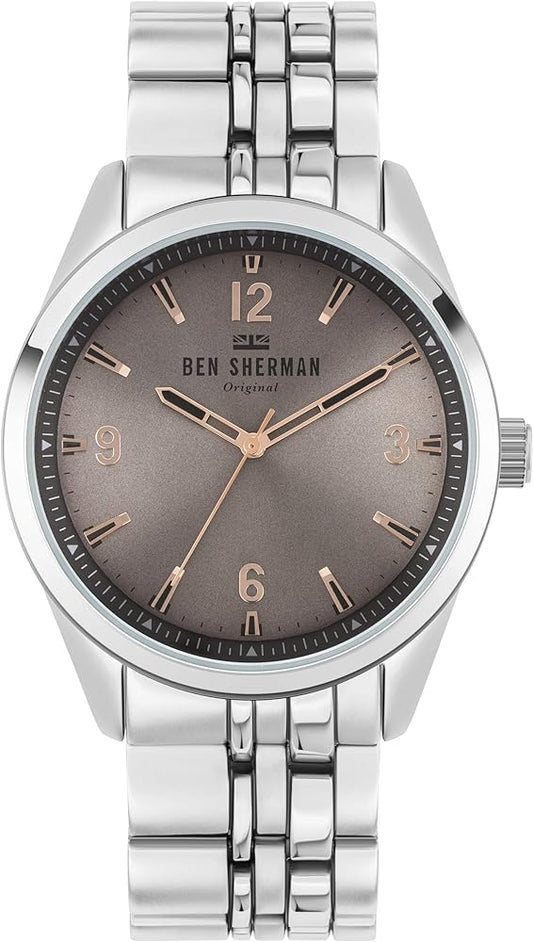 Ben Sherman WB057ESM watch for man with a grey dial and stainless steel strap.