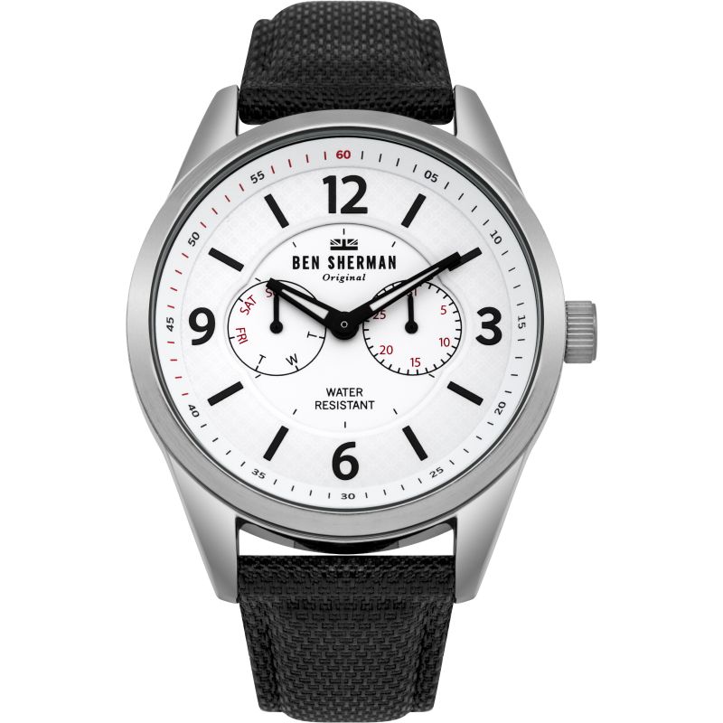 Ben Sherman WB069WB watch for man with a white dial and leather strap.