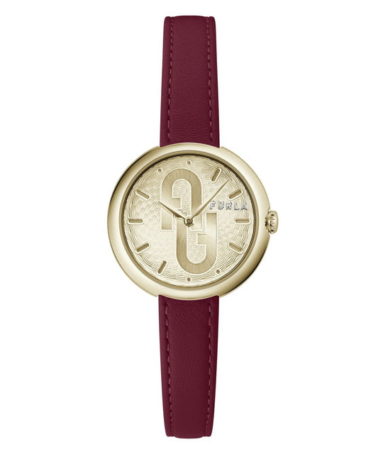 Furla WW00005002L2 watch for women with a golden dial and leather strap.