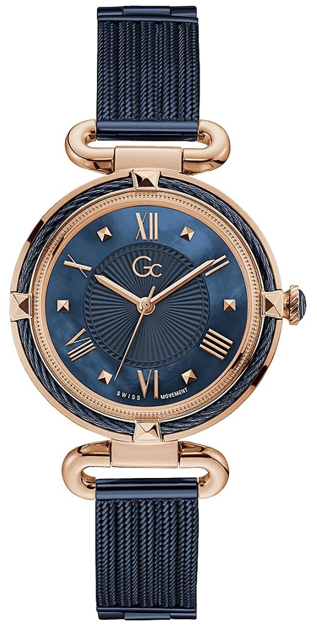 Gc Y58008L7MF watch for women with a blue dial and stainless steel strap.