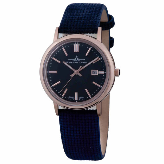 Zeno ZE5177-3 watch for man with a blue dial and leather strap.